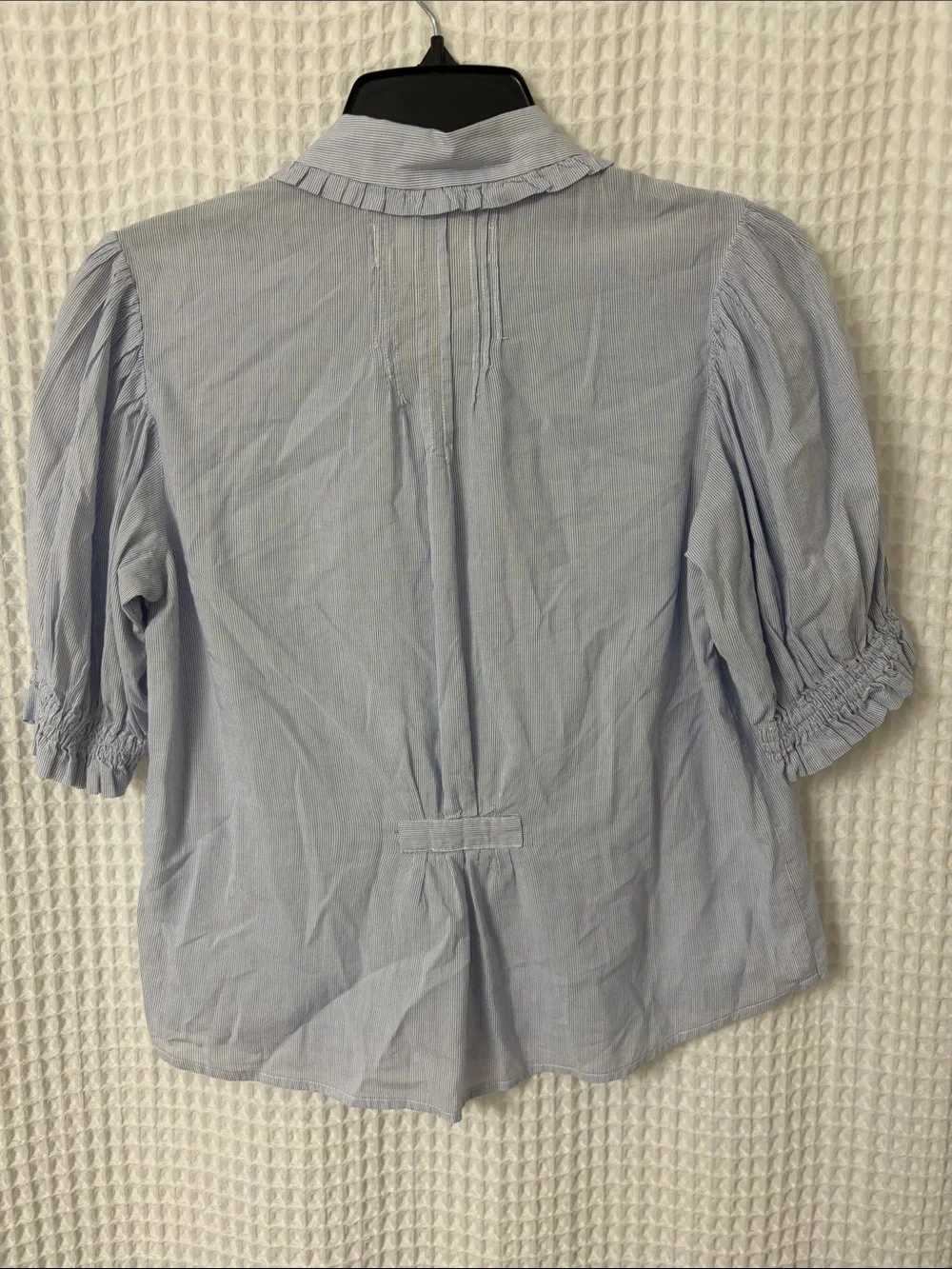 Trovata Birds of Paradis Ruffle Collar Pinstripe Micro Stripe Gemma Blouse XS - Picture 4 of 6